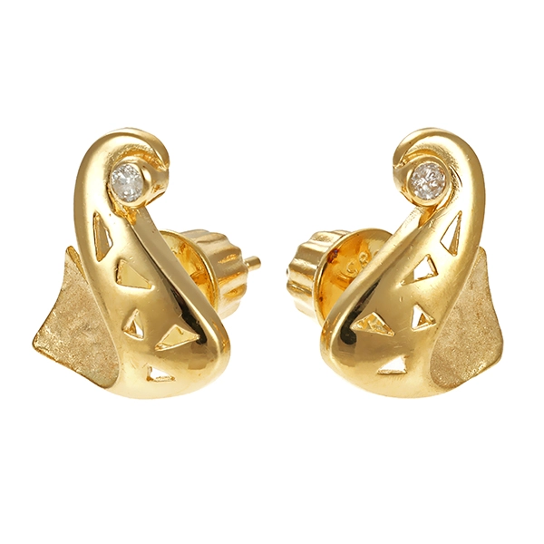 Ohrstecker, 14K, Gelbgold, Brillanten