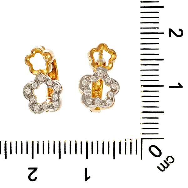 Ohrhänger, 18K, Gelb-/Weißgold, Zirkonia