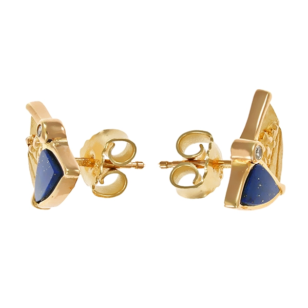 Ohrstecker, 8K, Gelbgold, Lapis, Diamanten