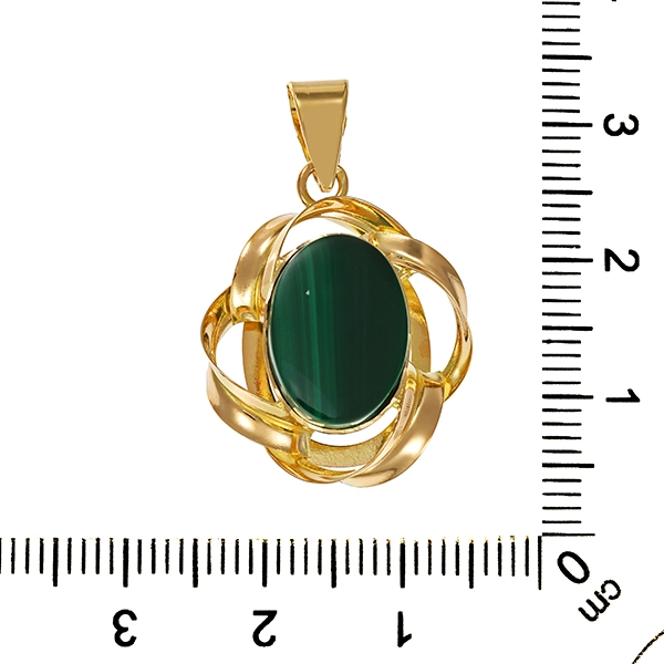 Anhänger, 18K, Gelbgold, Malachit