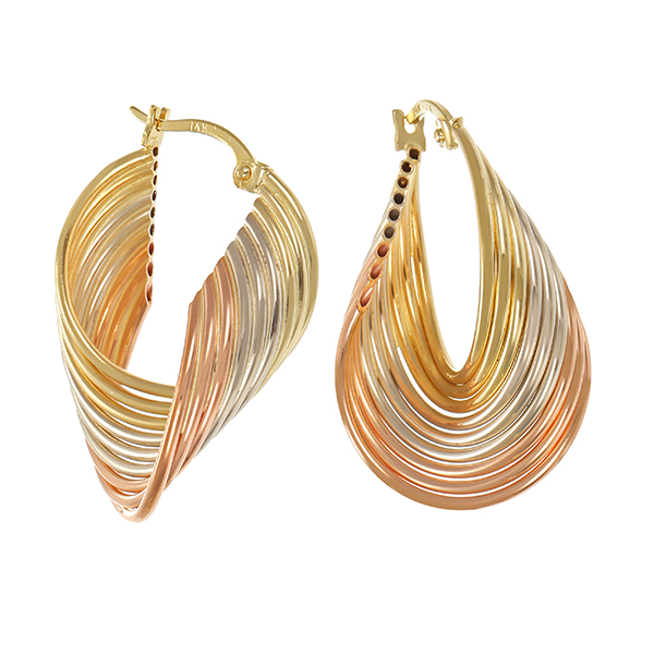 Creolen, 14K, Rot-/Gelb-/Weißgold