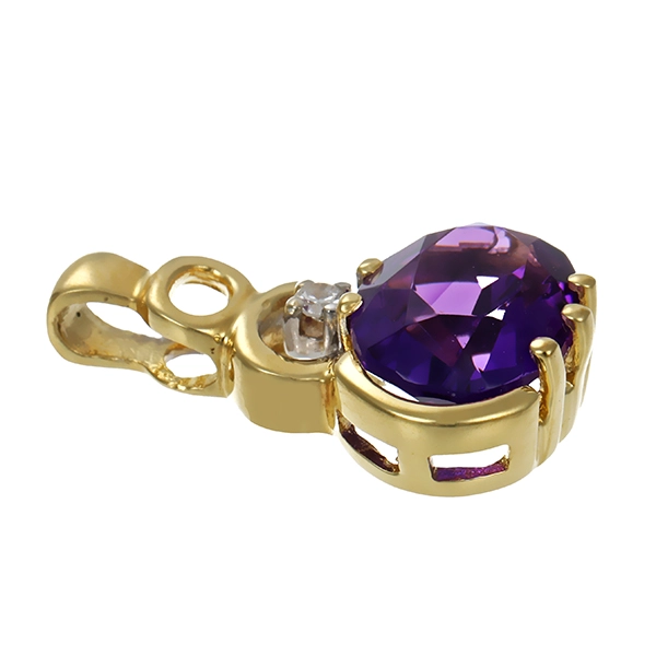 Anhänger, 14K, Gelbgold, Amethyst, Brillant