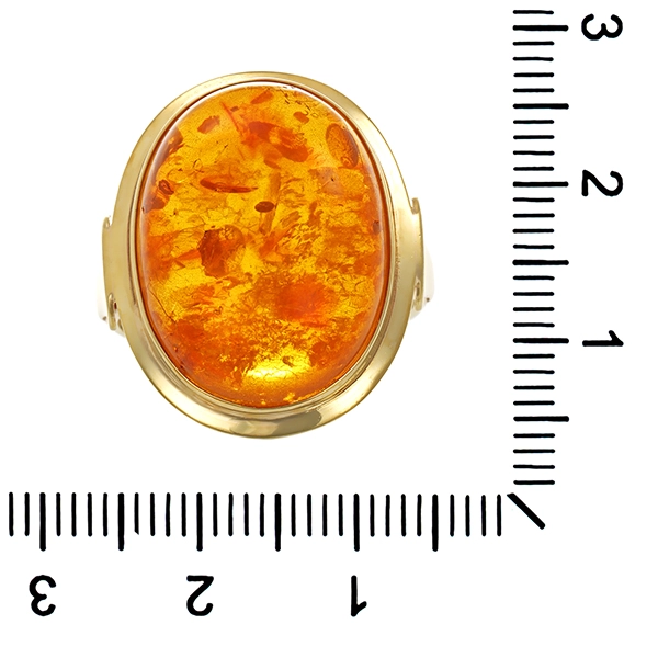 Ring, 8K, Gelbgold, Bernstein