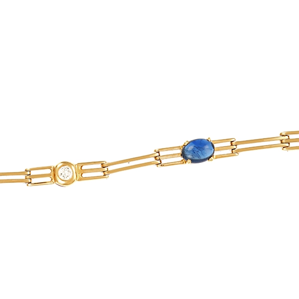 Armband, 14K, Gelbgold, Saphir, Brillant