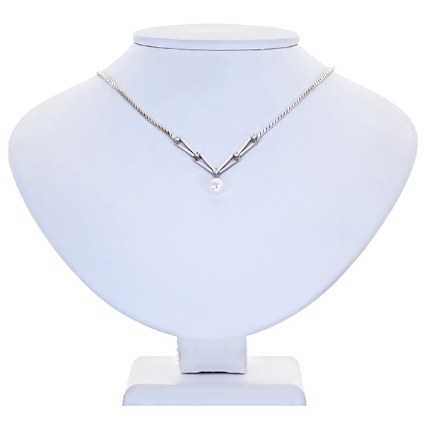 Collier, 14K, Weißgold, Perle, Brillanten