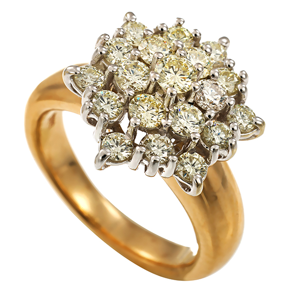 Diamantring, 14K, Gelb-/Weißgold, Brillanten