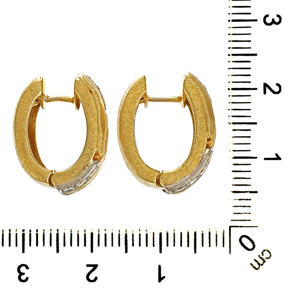 Creolen, 14K, Gelb-/Weißgold, Brillanten