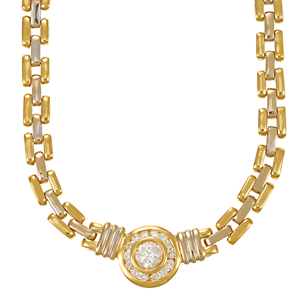 Collier, 18K, Gelb-/Weißgold, Brillanten