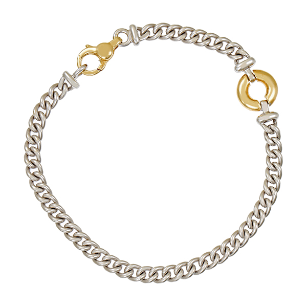Armband Panzer-, 14K, Gelb-/Weißgold