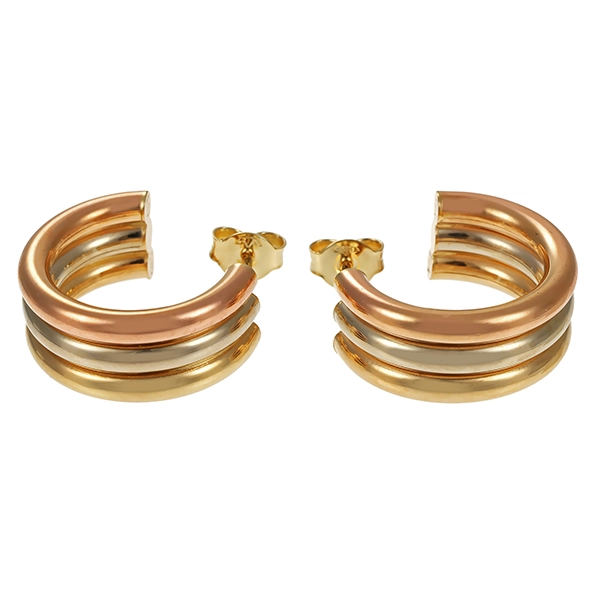 Steckcreolen, 14K, Rot-/Weiß-/Gelbgold