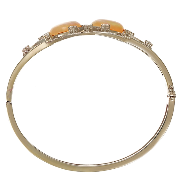 Armreif, 14K, Gelbgold, Opal, Brillanten 1,00 ct