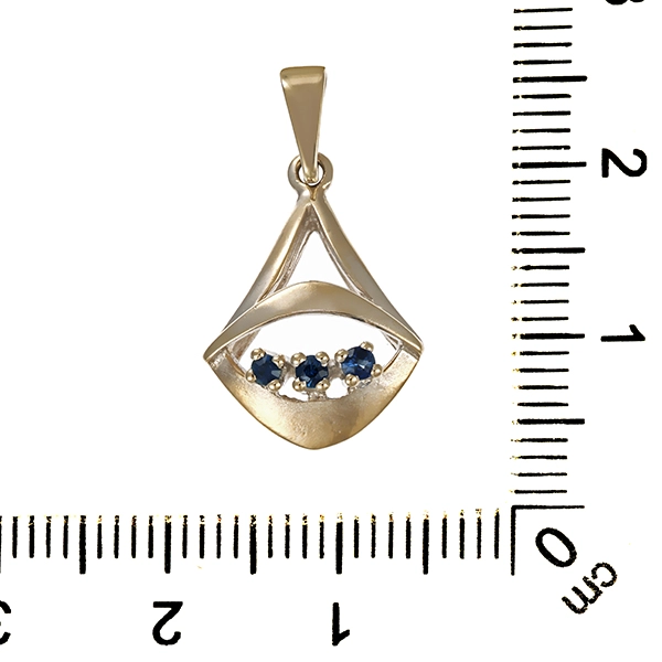 Anhänger, 14K, Weißgold, Saphir