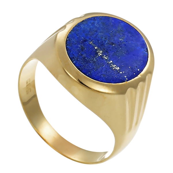 Herrenring, 14K, Gelbgold, Lapis