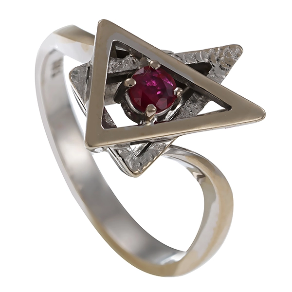 Ring, 14K, Weißgold, Rubin