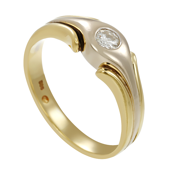 Diamantring, 14K, Gelb-/Weißgold, Brillant 0,15 ct
