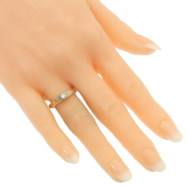 Diamantring, 18K, Gelb-/Weißgold, Brillant