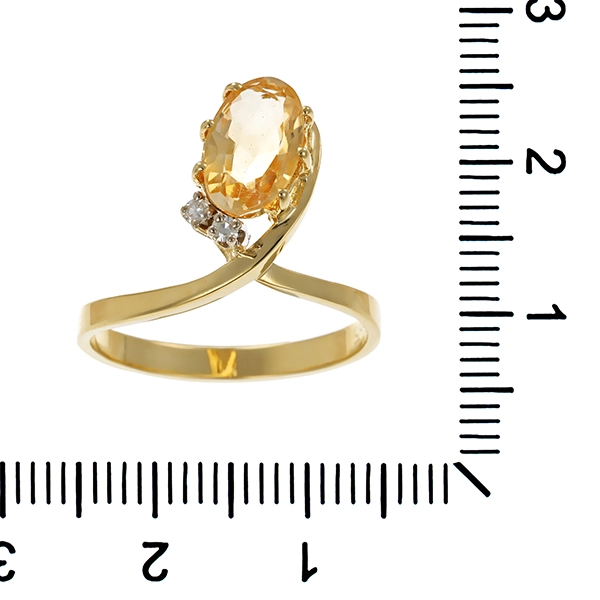 Ring, 14K, Gelbgold, Citrin, Diamanten
