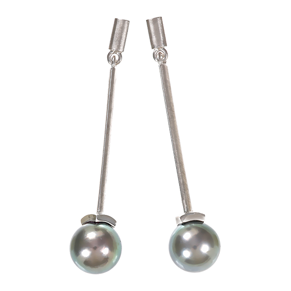 Steckhänger, 14K, Weißgold, Perlen