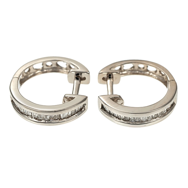 Creolen, 18K, Weißgold, Diamanten 0,14 ct