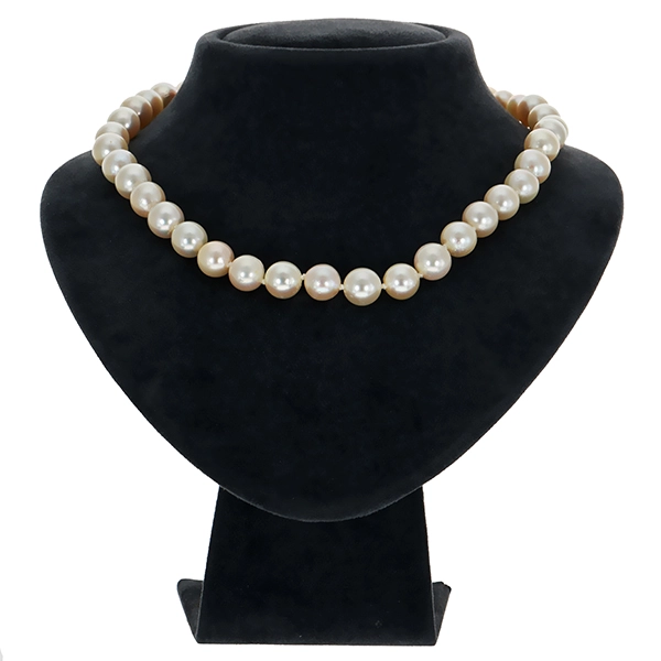 Perlenkette, 14K, Gelbgold, Diamanten, Perlen
