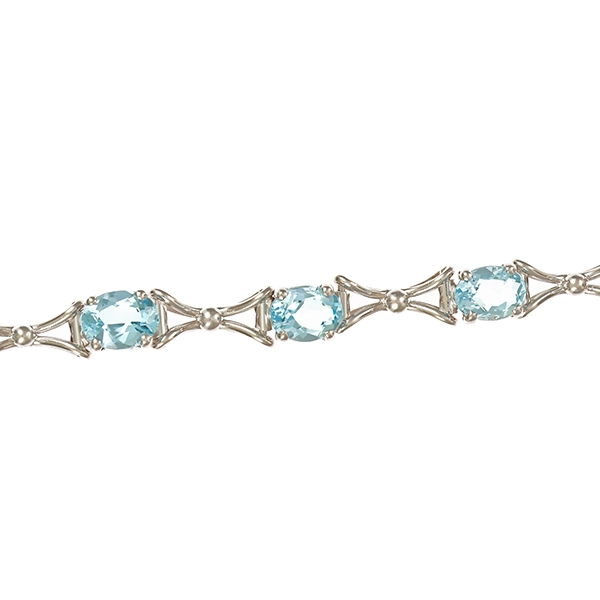 Armband, 14K, Weißgold, Topas blau