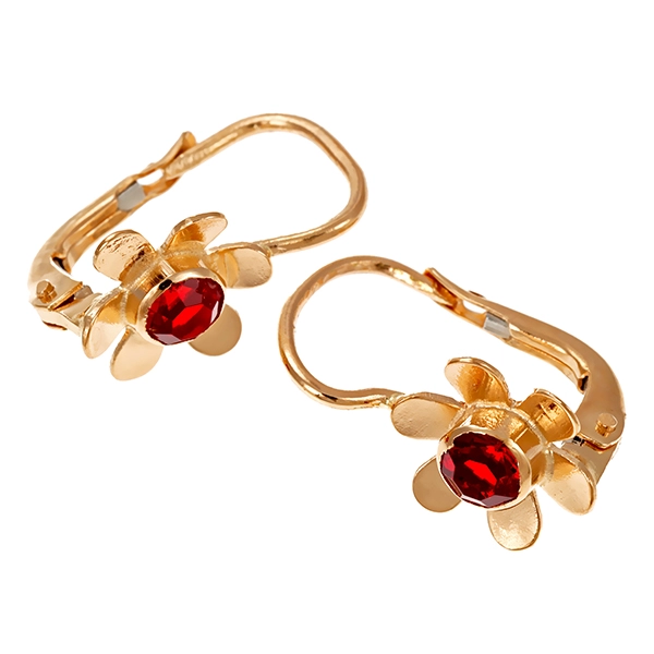 Ohrhänger, 14K, Rotgold, synth. Steine