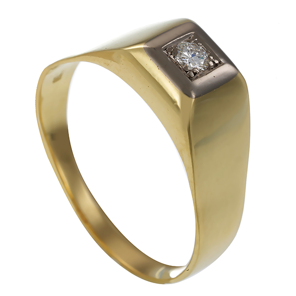 Diamantring, 14K, Gelb-/Weißgold, Brillant 0,10 ct