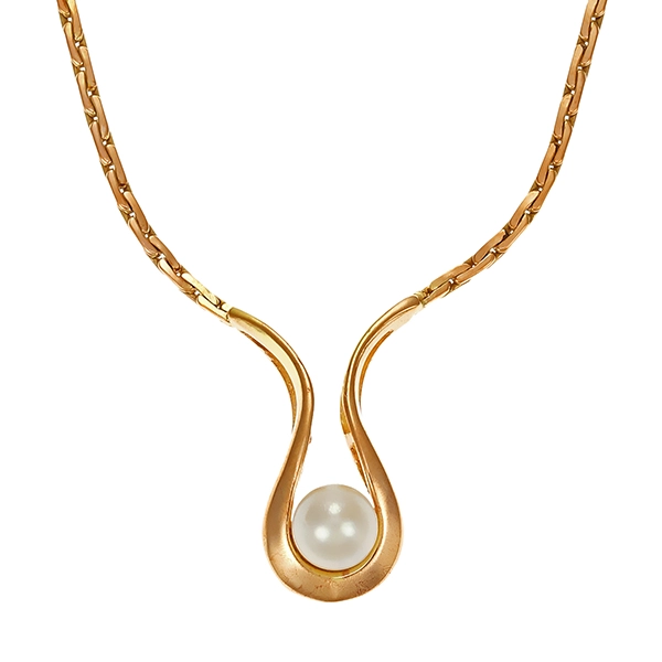 Collier, 8K, Gelbgold, Perle