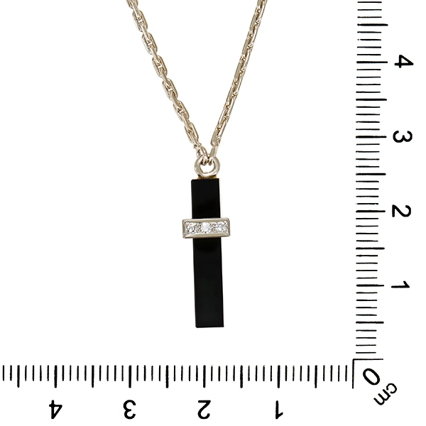 Collier, 14K, Weißgold, Onyx, Diamanten