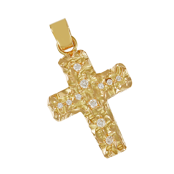 Anhänger, 14K, Gelbgold, Brillanten 0,50 ct, Kreuz
