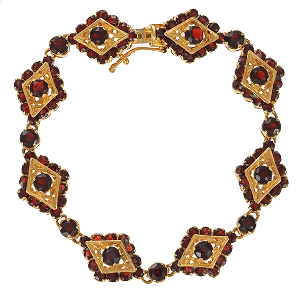 Armband, 14K, Gelbgold, Granat