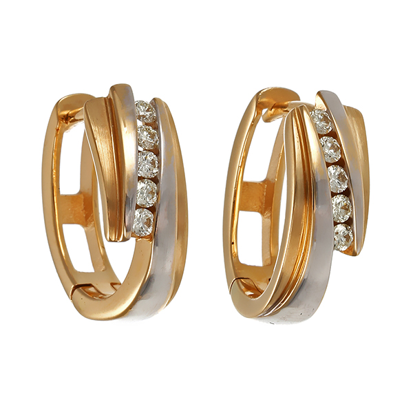 Creolen, 14K, Gelb-/Weißgold, Brillanten