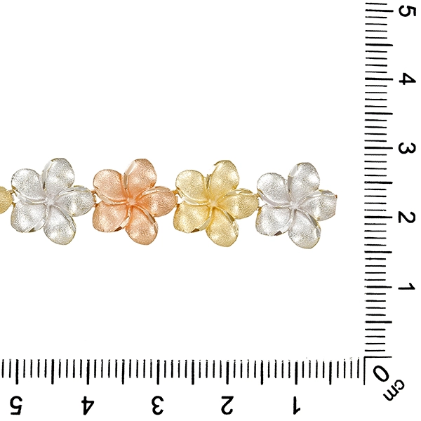 Armband, 14K, Rot-/Gelb-/Weißgold, Blumen