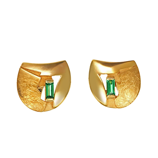 Ohrstecker, 14K, Gelbgold, Diopside