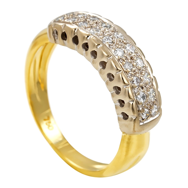 Diamantring, 18K, Gelb-/Weißgold, Brillanten 0,20 ct