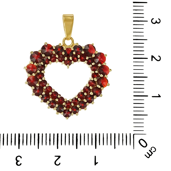 Anhänger, 14K, Gelbgold, Granat, Herz