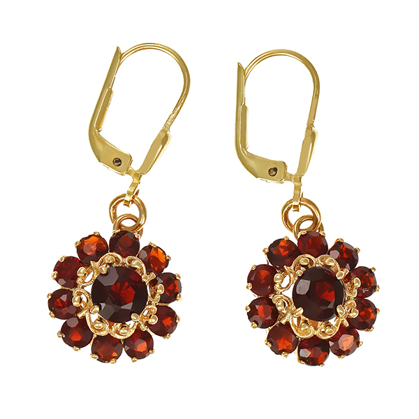 Ohrhänger, 14K, Gelbgold, Granat