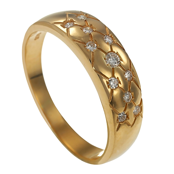 Diamantring, 14K, Gelbgold, Brillanten