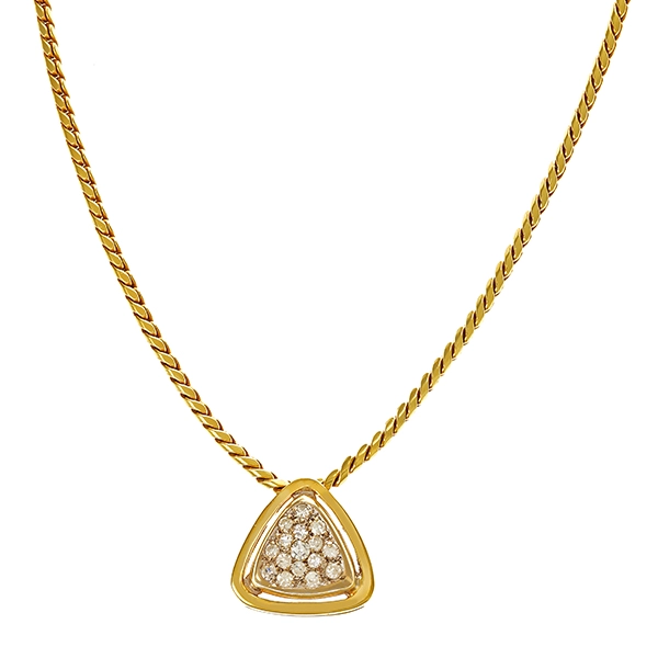 Collier, 14K, Gelb-/Weißgold, Diamanten