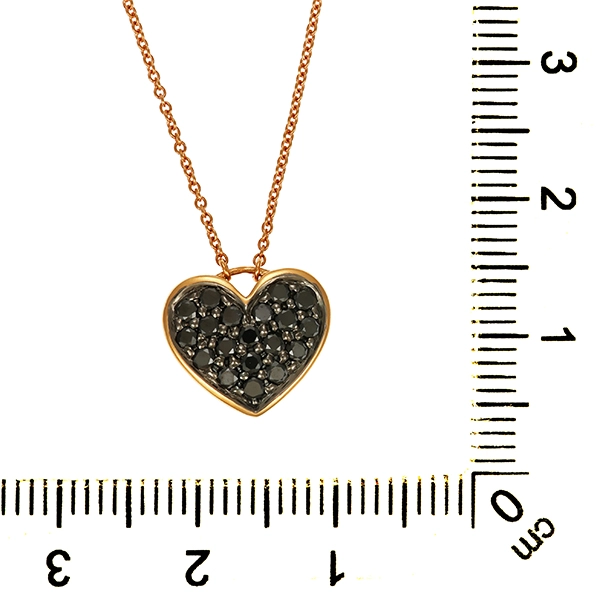 Collier, 18K, Rotgold, Brillanten, Herz