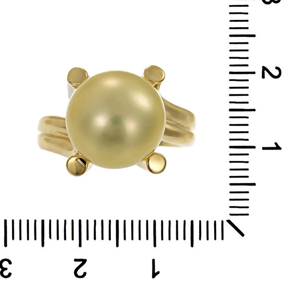 Ring, 14K, Gelbgold, synthetische Perle