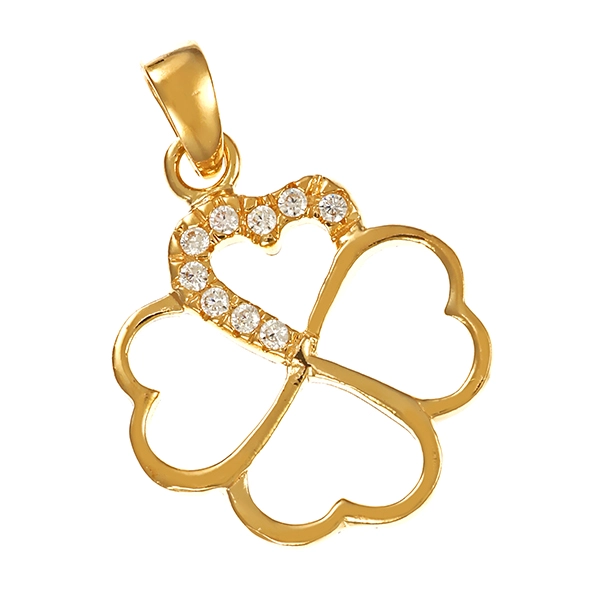 Anhänger, 14K, Gelbgold, Zirkonia