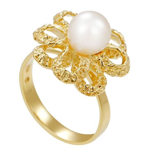 Ring, 14K, Gelbgold, Perle