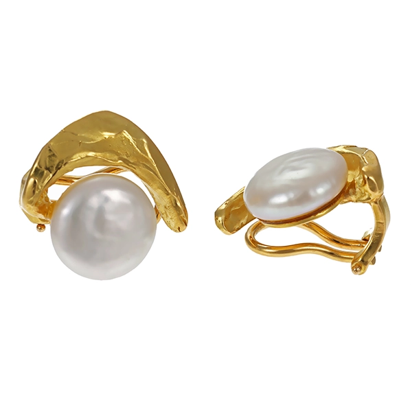 Ohrclipse, 18K, Gelbgold, Perle, Clips