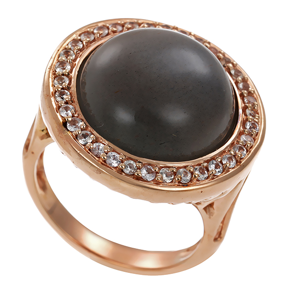 Ring, 9K, Rotgold, Chalzedon, Zirkonia