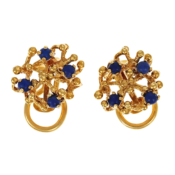 Ohrclips, 14K, Gelbgold, Lapis, Clips