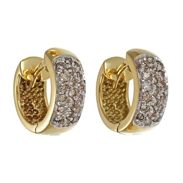 Creolen, 14K, Gelb-/Weißgold, Brillanten 