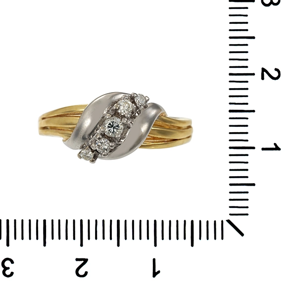Diamantring, 14K, Gelb-/Weißgold, Brillanten