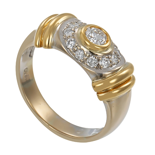 Diamantring, 18K, Gelb-/Weißgold, Brillanten
