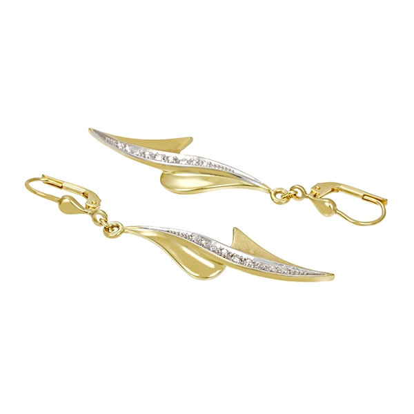 Ohrhänger, 14K, Gelb-/Weißgold, Diamanten